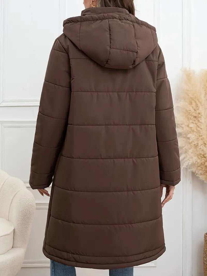 Veste d'hiver mi-longue à capuche pour femme