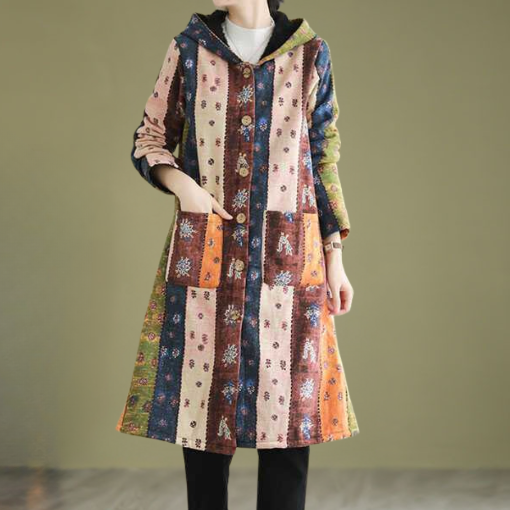 Veste d'hiver mi-longue à capuche pour femme