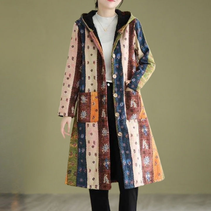 Veste d'hiver mi-longue à capuche pour femme